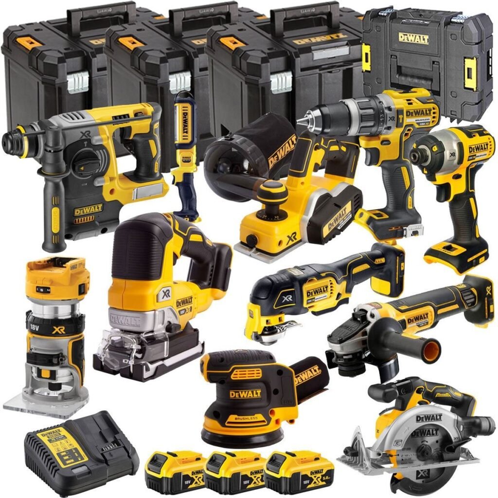 DEWALT 18V Brushless Akku-Kombiset 11-teilig mit 3 × 5,0-Ah-Akkus, Ladegerät und TSTAK (DCKT4T11B3)