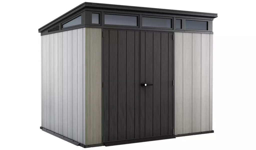 Keter Artisan 9 x 7 ft Kunststoff-Gerätehaus mit Doppeltür und Pultdach