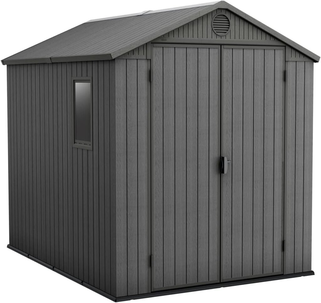 Gartenhaus 1,8 x 2,4 m – Kunststoff-Gerätehaus mit Doppeltür, Fenster und robustem Boden