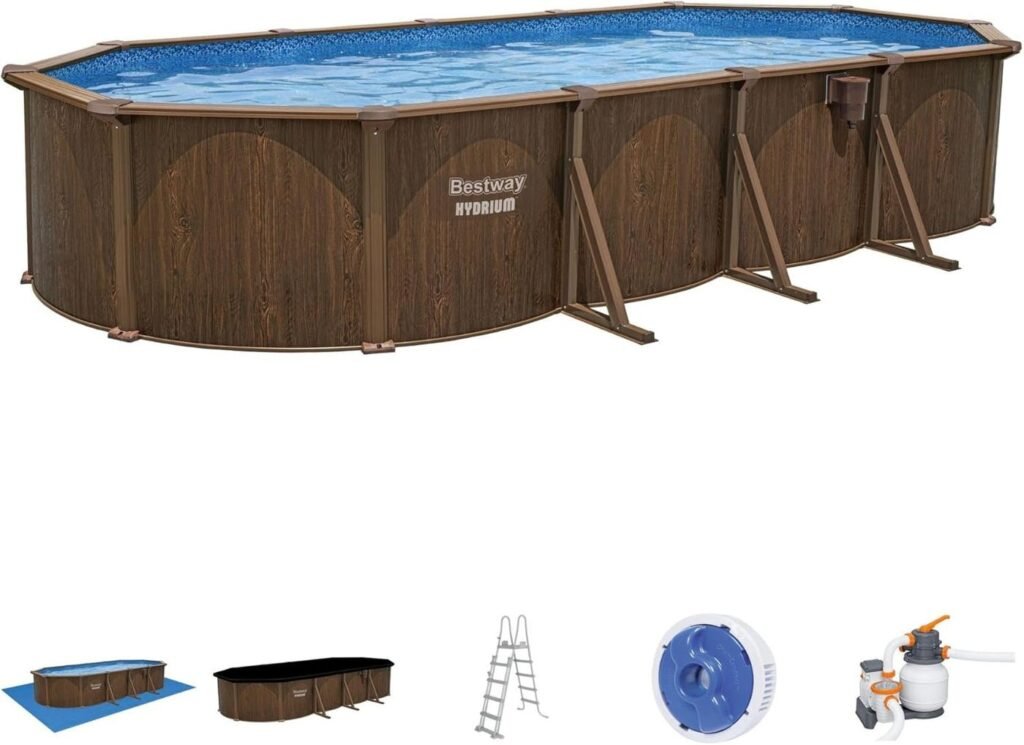 Bestway Hydrium ovales Aufstellpool-Set 7,32 m – Stahlwandpool mit Sandfilterpumpe, 240 V
