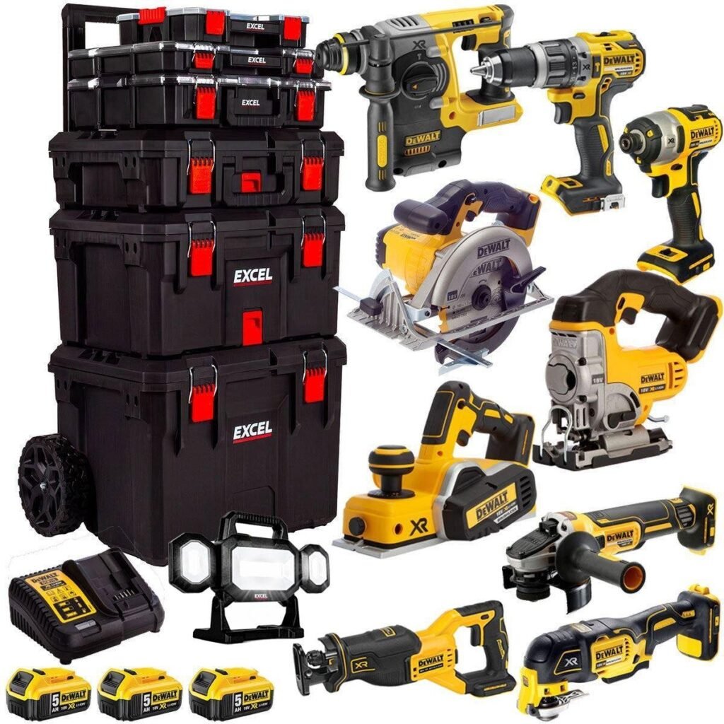 DEWALT 18V XR Akku-Kombiset 10-teilig mit 3 x 5,0-Ah-Akkus und Werkzeugtrolley (DCKT4T10P4)