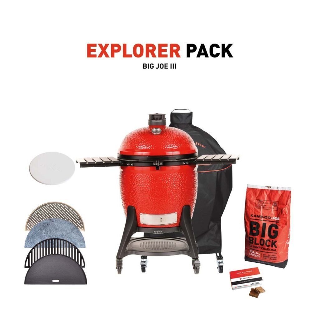 Kamado Joe Big Joe III Holzkohlegrill mit Explorer Pack – 24″ Kamado-Smoker