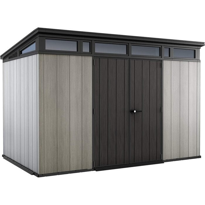 Keter Artisan Kunststoff-Gerätehaus 3,4 x 2,1 m – Robustes Gartenhaus mit Pultdach, Grau