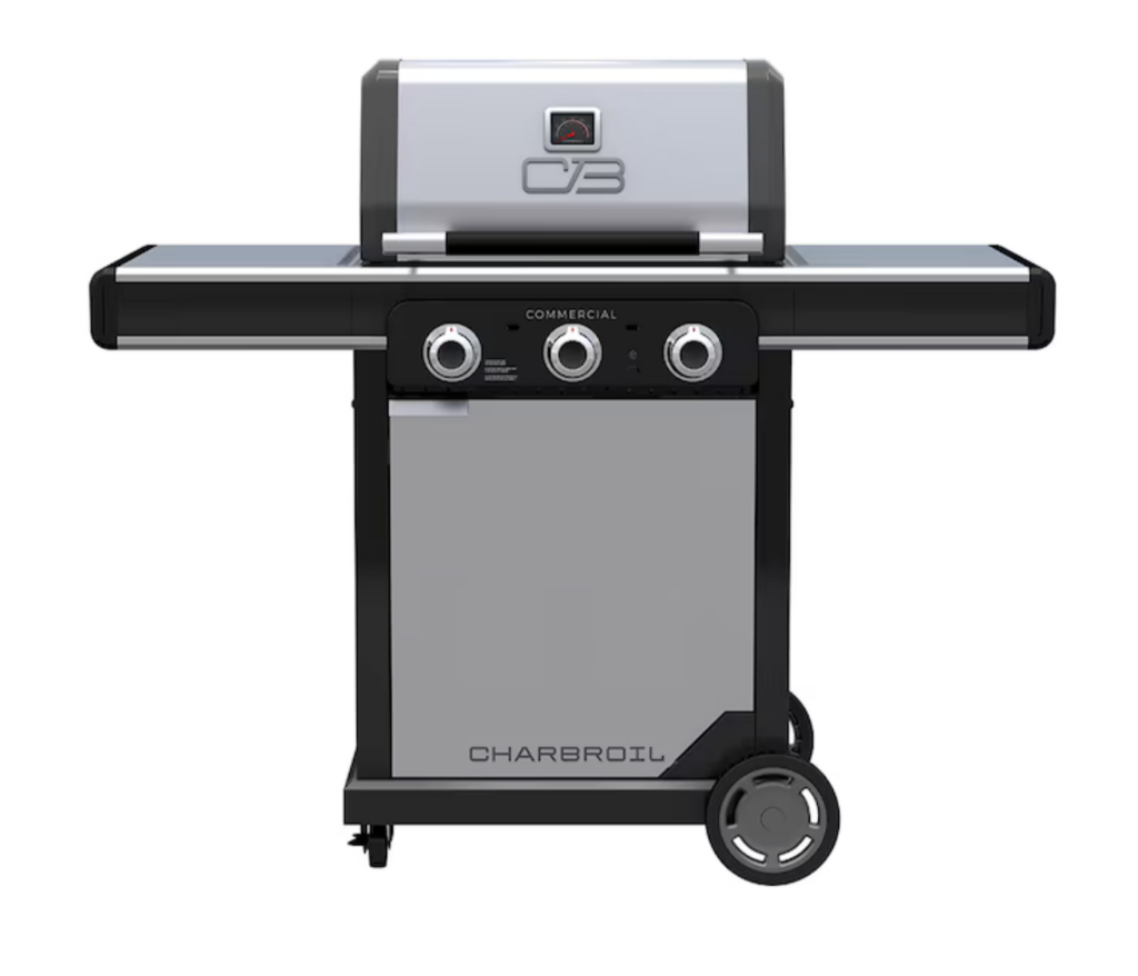 Char-Broil Commercial Series Infrarot-Gasgrill und Grillplatte im Set, 3 Brenner – Edelstahl, Propan und Erdgas