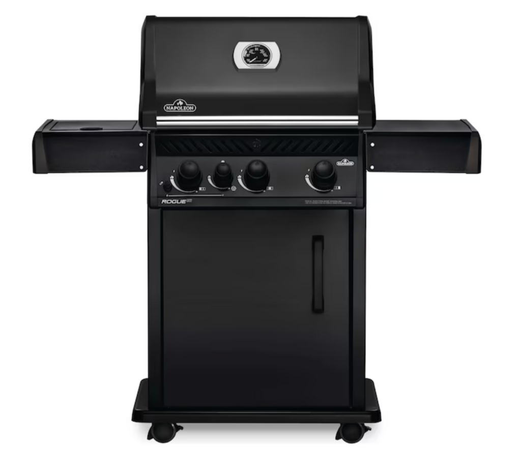 Napoleon Rogue XT 425 Gasgrill, 3 Brenner Propan mit Seitenbrenner und Räucherbox – Mattschwarz