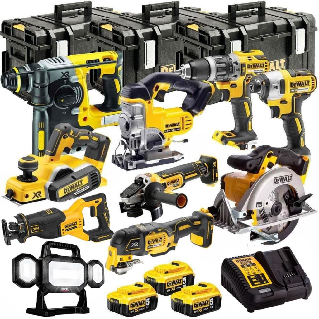 DEWALT 18V XR Akku-Kombiset 10-teilig mit 3 x 5,0-Ah-Akkus und TOUGHSYSTEM-Box (DCKT4T10P4)